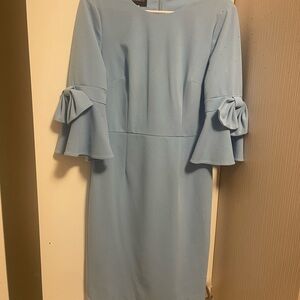 Donna Morgan Light Blue Long Sleeve Dress WOW ELEGANT SIZE 6